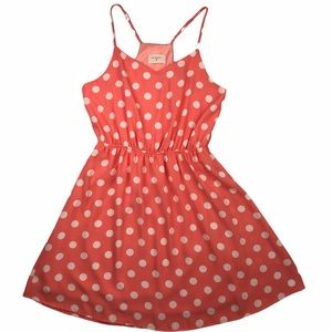 Everly Coral Polka Dot Dress MEDIUM